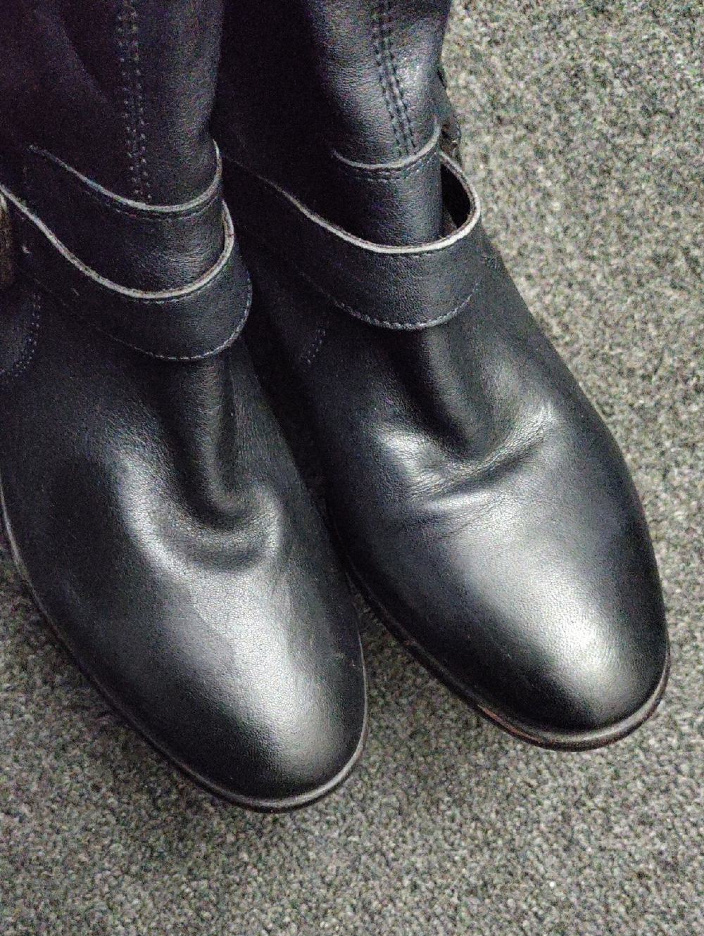 UGG Collection "Conchetta" Navy Blue Leather Moto/Combat Boots - Picture 4 of 8